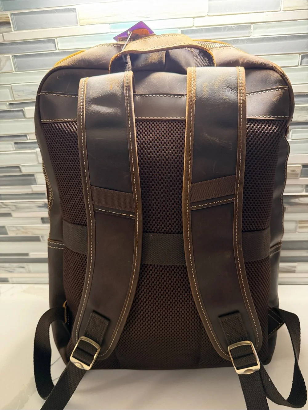 Men's Leather Backpack in Dark Brown - Classic Work & Travel Pack